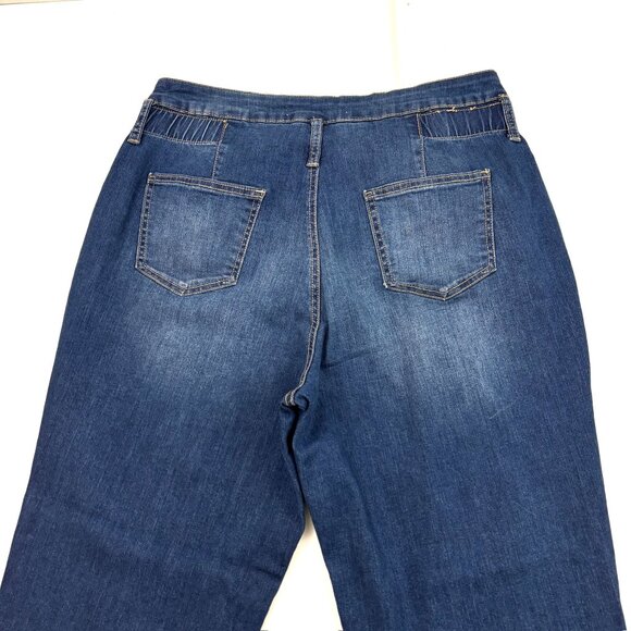 Cato Hi Rise Side Elastic Distressed Raw Hem Women's size 14 Blue Jeans - Picture 4 of 4